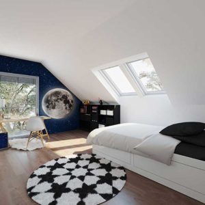 Installed Velux residential skylights in bonus room